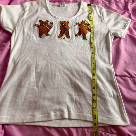 Vintage 70s/80s Fun-Tees Golfing Bears Graphic T-Shirt White Single Stitch M - Picture 8 of 8